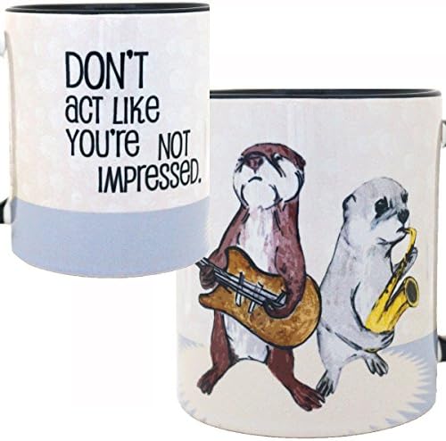 Impressed Otters Band Mug by Pithitude - One Single 11oz. Black Coffee Cup