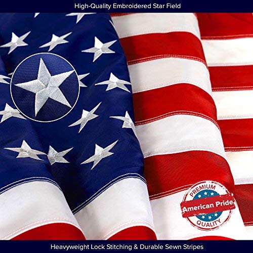 American Flag Kit Includes 6ft Spinning Flagpole, 3x5 Embroidered US