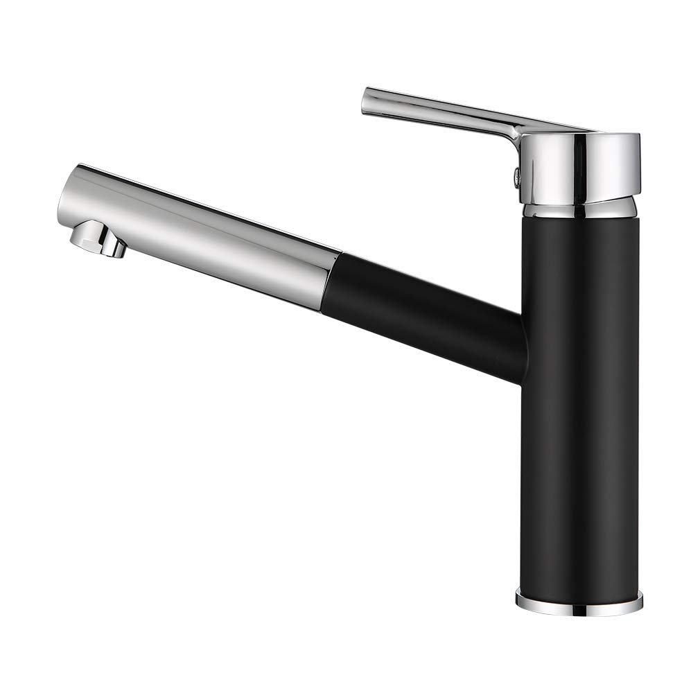 Negro Mate Grifo de cocina extraíble 360° Giratorio Grifo de Fregadero