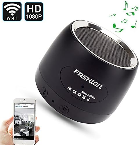 QUANDU WiFi Hidden spy camera hidden camera speaker Night Vision Nanny Cam Mini Bluetooth Music Player DVR With Motion Detection for Home Security Surveillance Apps for iOS/Android/PC/Mac