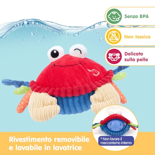 hahaland Baby Toys 6 Months Interactive Crab – Musical Plush Toy Catching Toys for Children 1 Year – Newborn Gift for 6 9 12 Months