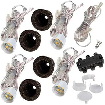 Dekor Led Recessed Down Lights For Decks Porches Soffits Ceilings Windows Indoor Outdoor Lighting Hammered White Add On 4 Pack Amazon Com