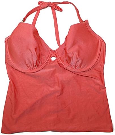 Ambrielle Women's Extreme Push Up Tankini Separates (38D, Hot Coral)