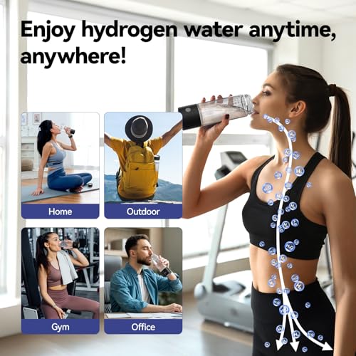 OEOP Hydrogen Water Bottle, 2200PPB in 3 Mins Hydrogen Water Generator, SPE PEM Technology, 14oz Portable Hydro Water Machine for Home, Travel, Gym | Best Health Gift for Family & Friends