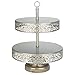 Amalfi Decor 2 Tier Dessert Cupcake Stand, Vintage Reversible Metal Plate Tower Tray Holder, Silver