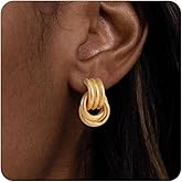 SLOONG Chunky Gold Earrings for Women, 14K Gold/SIlver Plated Geometric Knot Dangle Drop Earrings Hypoallergenic Gold Jewelry for Women