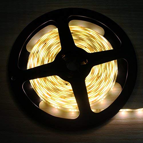 B2ocled Flexible LED Strip Lights,2835 LEDs Warm White Non-Waterproof LED Light Strip,12V DC 16.4ft/5m LED Tape for Gardens/Homes/Kitchen/Cars/Bar