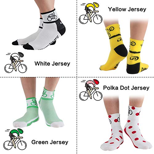 LIN 7 Pack Cycling Socks CoolMax Ankle Bike Socks Cool Funny Bicycle