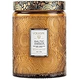 Voluspa Baltic Amber Large Embossed Glass Jar Candle, 18 Ounces