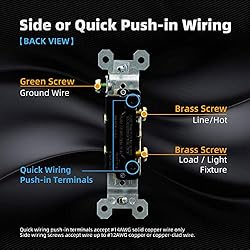 ELEGRP Single Pole Toggle Light Switch, 15 Amp, 120