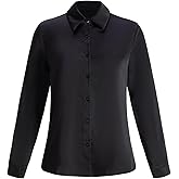 winkbay Women's Satin Button Down Shirts Elegant Long Sleeve Collared Silk Evening Blouse Business Casual Tops