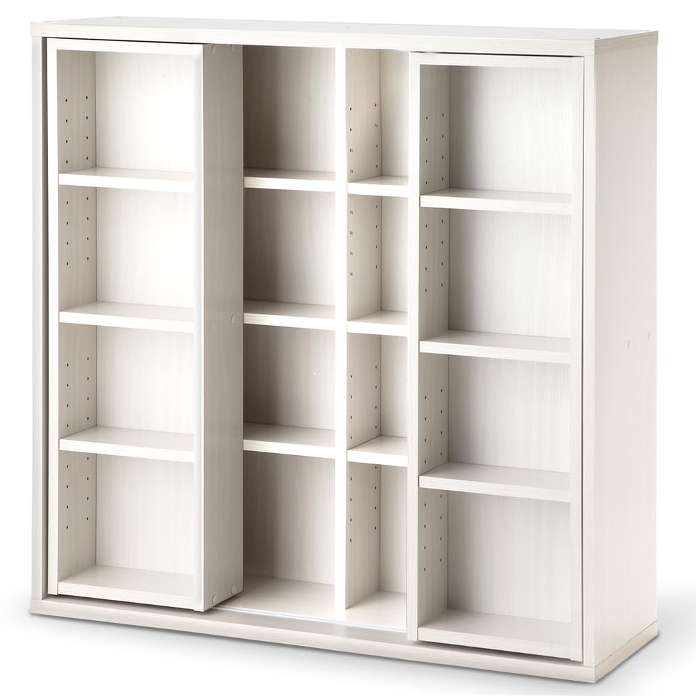 アイリスオーヤマ(IRIS OHYAMA) 本棚 大容量 棚 収納棚 ラック スリム おしゃれ おもちゃ スライド 収納 幅約90×奥行約29.2×高さ約92.2cm スライド棚 オープンラック 組立品 ホワイト ダブル CSD-9090商品画像