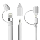 [3-Piece] Fintie for Apple Pencil Cap Holder/Nib Cover/Lightning Cable Adapter Tether for Apple iPad Pro/iPad 2018 (6th Generation) Pencil, White