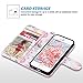 ULAK iPhone SE/5S/5 Flip Wallet Kickstand Case for Women Girls, Premium PU Leather Case Card Holder ID Slot Wristlet Hand Strap Shockproof Full Protective Cover,Rose Gold Flower