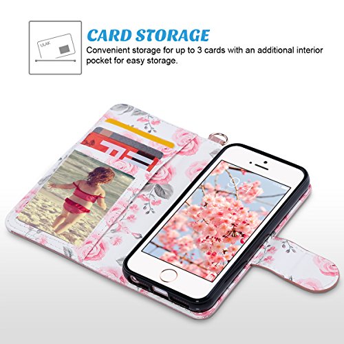 image for iPhone SE/5S/5 Wallet Kickstand Case for Women Girls, ULAK Premium PU 