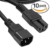 Otimo 10 Pack 6 Ft Power Cord C14 to C15 Black/SJT