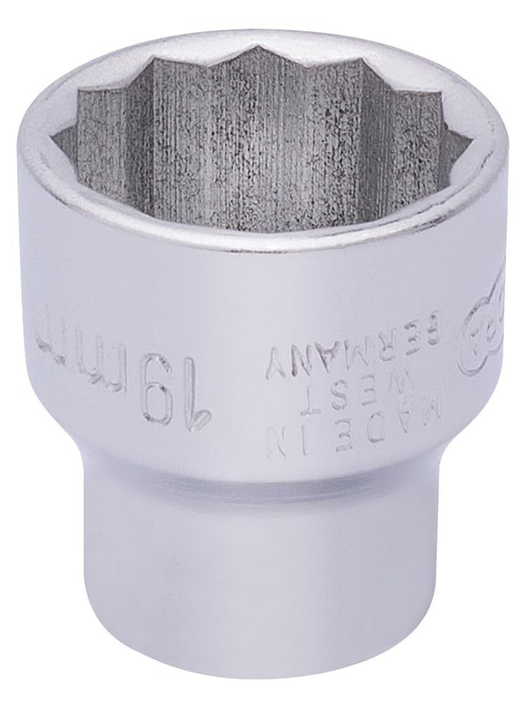 Draper 25953 Elora Bi-Hexagon Socket, 3/8" Square Drive, 19mm, Blue