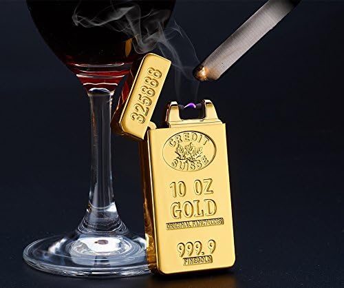 Mudella Rechargeable, Flameless and Windproof Electric Single Arc Lighter (OZ Gold)