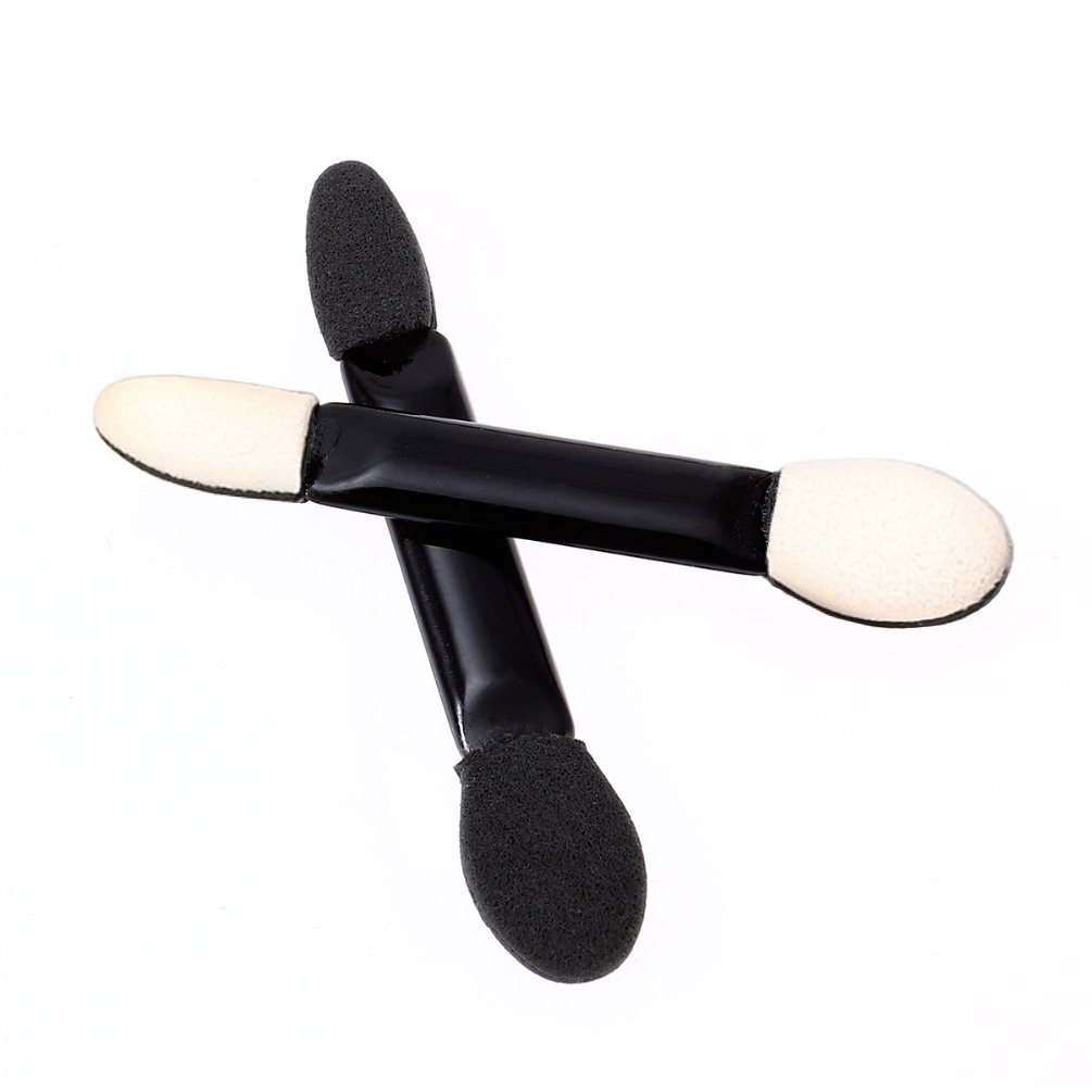 100 Pack Disposable Eyeshadow Brush, KINGMAS Double Ended Sponge Eye Shadow Applicator Makeup Brushes - Black: Beauty