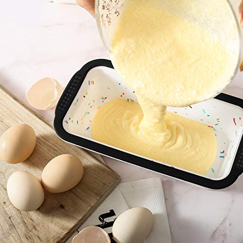 Silicone Loaf Pan with Reinforced Steel Frame Inside,Non-stick Loaf Mold for Homemade Baking Cakes and Bread,BPA Free,Dishwasher,Oven and Microwave Safer,Aichoof