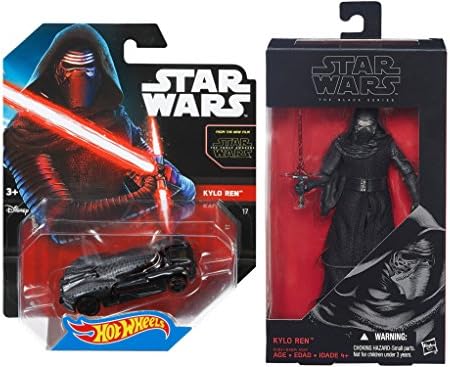 Hot Wheels Star Wars Kylo Ren Character Car and 6-inch Black Series Action Figure Bundle