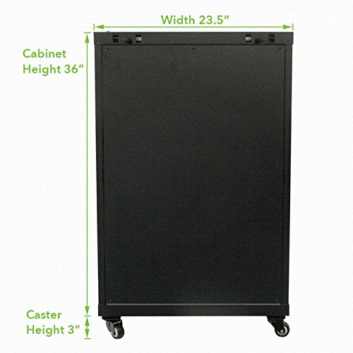 NavePoint 18U Wall Mount Server Data Cabinet 24 Inch Depth Glass Door Lock Casters and Shelves
