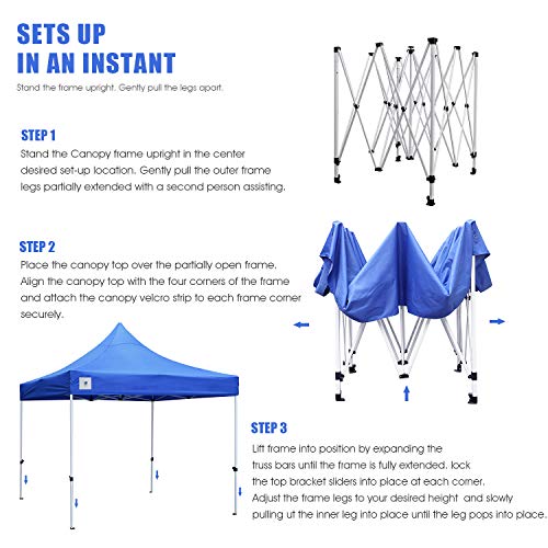 ALLINBOOST 10x10 Pop Up Outdoor Canopy Tent, Beach Canopy Sun Shelter, Commercial Instant Grill Gazebo with Wheeled Carry Bag for Food Vendors, Farmers Market and Backyard Events