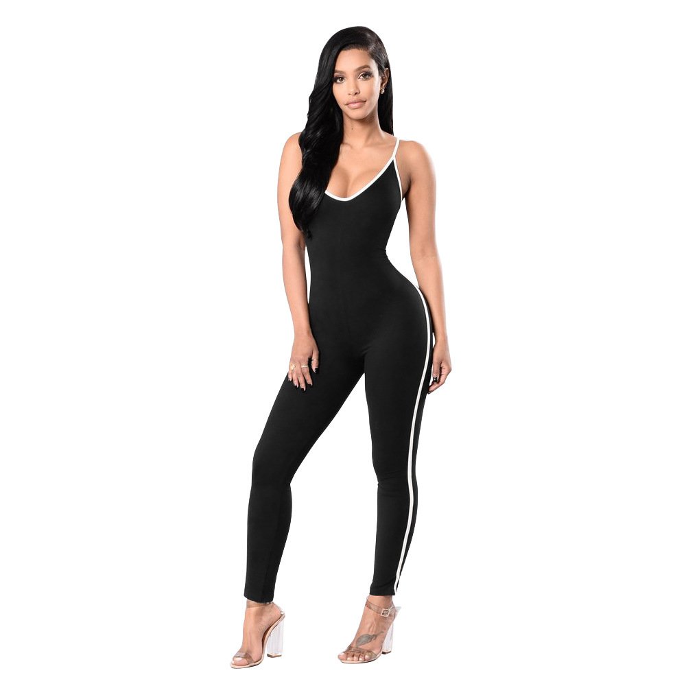 Dreamskull Women's Sexy Bodycon Catsuit Spaghetti Strapped Jumpsuit V Neckline Bodysuit One Piece Rompers,6 Colors