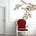 SOLEDI DIY Wall Decal Peach Blossom Tree Branches Love Birds Removable Wall Mural Sticker Bedroom Living Room Home Art Wall Decor
