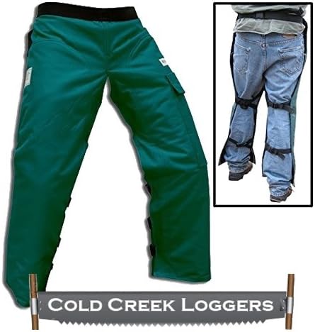 Cold Creek Loggers Chainsaw Apron Safety Chaps with Pocket (37" Green)