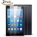 All-New Fire HD 8 Screen Protector 2017 (2 pack),TechFilm Fire 8 Screen Protector Tempered Glass [Bubble Free] [Anti-Scratch],Anti Blue Light and Utral Clear 2 pack