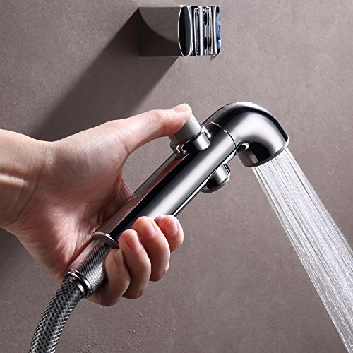 SonTiy Handheld Bidet Sprayer Shattaf Cloth Diaper Sprayer for Toilet Attachment with Adjustable Water Pressure Control Shut-off Brass T- Valve ABS Chrome