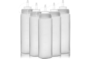 16oz Condiment Squeeze Bottle, Chetexus 5 Pack Squeezy Sauce Bottles, Plastic Squeeze Dispensers with Measurements for Ketchu
