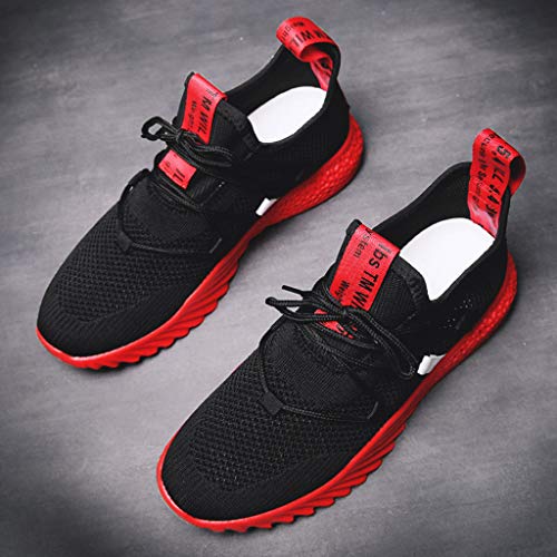 Men's Leisure Lace up Mesh Breathable Athletic Tennis Sneakers Casual Slip-on Running Walking Gym Outdoor Sport Shoes Red - Thumbnail 4