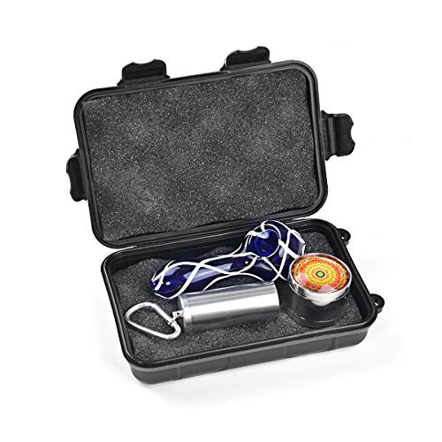 4.2 Inch Handmade Glass Crafts Portable Travel-Pipe Kit with Grinder and Storage Bottle (Blue)