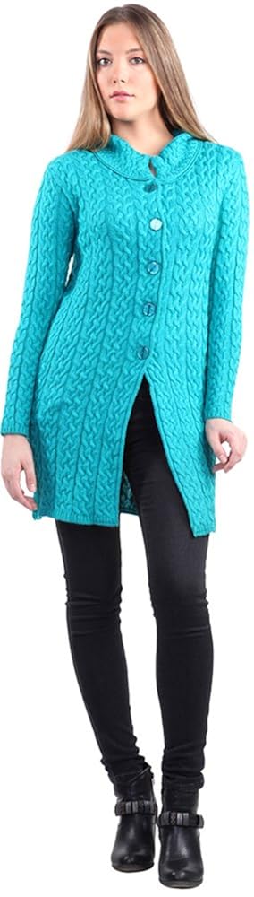 montrex acro wool winter long coat for women, girls (turquoise)