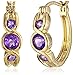 Amazon Collection 18k Yellow Gold Plated Sterling Silver Genuine African Amethyst Twisted Hoop Earrings