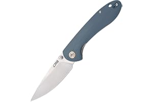 CJRB CUTLERY CJRB Folding Knife Feldspar Pocket Folding Knife Stonewash D2 Steel Blade G10 Tactical Handle EDC Knife, Blue Handle-Small (J1912)