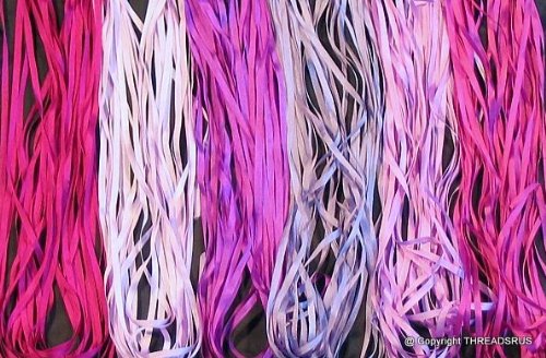 New 7mm Size ThreadNanny 6 Spools of 100% Pure Silk Ribbons - Purple Tones - 60 mts x 7mm