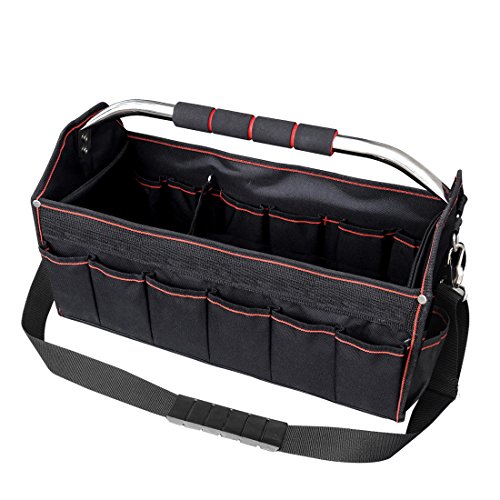 HAUTMEC Professional Contractor's Foldable Open Top Tote Bag Tool Bag 18-Inch With Smart Organizer Plate HT0020-TB