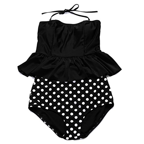 JIANLANPTT Vintage Swimsuit Two Piece Floral Womens Halter High Waist Bikini Set JIANLANPTT Vintage Swimsuit Two Piece Floral Womens Halter High Waist Bikini Set