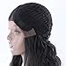 Longqibeauty Short Wavy Natural Hair Synthetic Wig Medium Brown Lace Front L Part Shaped with Natural Hairline Glueless Heat Resistant Replacement Wigs for Women (12 Inches, #1B, Natural Black)