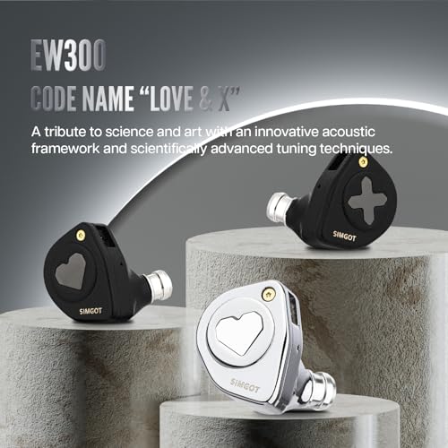 Linsoul SIMGOT EW300 1DD+1Planar+1PZT Hybrid In-Ear Controller, IEM Headphones, Gaming Headphones, Detachable Earphones, OFC Cable Silver for Audiophile (DSP Edition, TypeC With Mic)