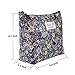 Parateck Floral Print Zipper Cosmetic Makeup Case Pouch Travel Bag Tote, Large (Black)