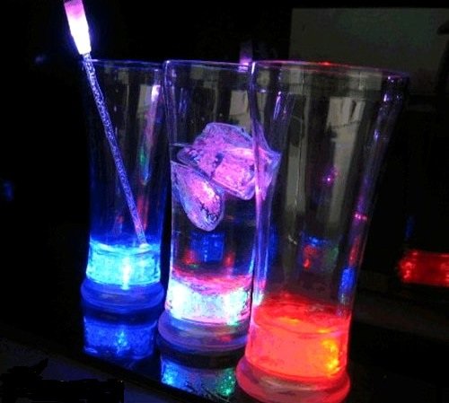 LED-Highlights Led Glas Becher Iceglas 400 ml Led bunt oder blinkend Batterie wechselbar Bar Kunststoff Trinkglas… – Bild 8