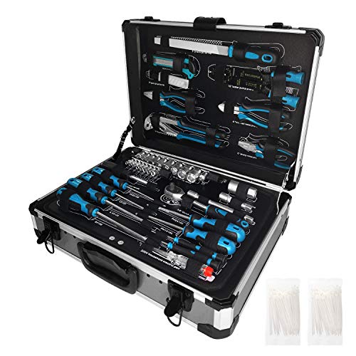 LARS360 208tlg Werkzeugsatz im Alukoffer Universal Bestückt Werkzeugkiste Haushalts Werkzeugkoffer inkl. Kunstmesser… – Bild 4