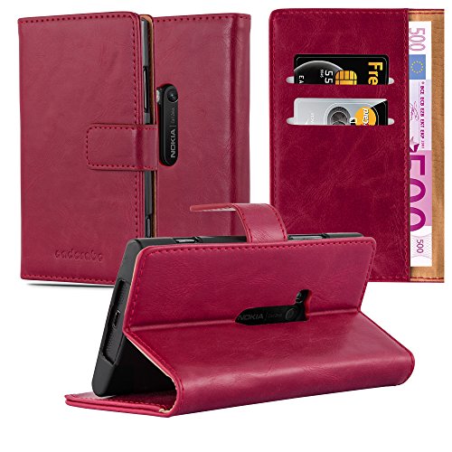 Cadorabo â€“ Luxury Book Style Wallet Design Case for Nokia Lumia 920 with 2 Card Slots and Stand Function - Etui Case Cover Protection Pouch in WINE-RED