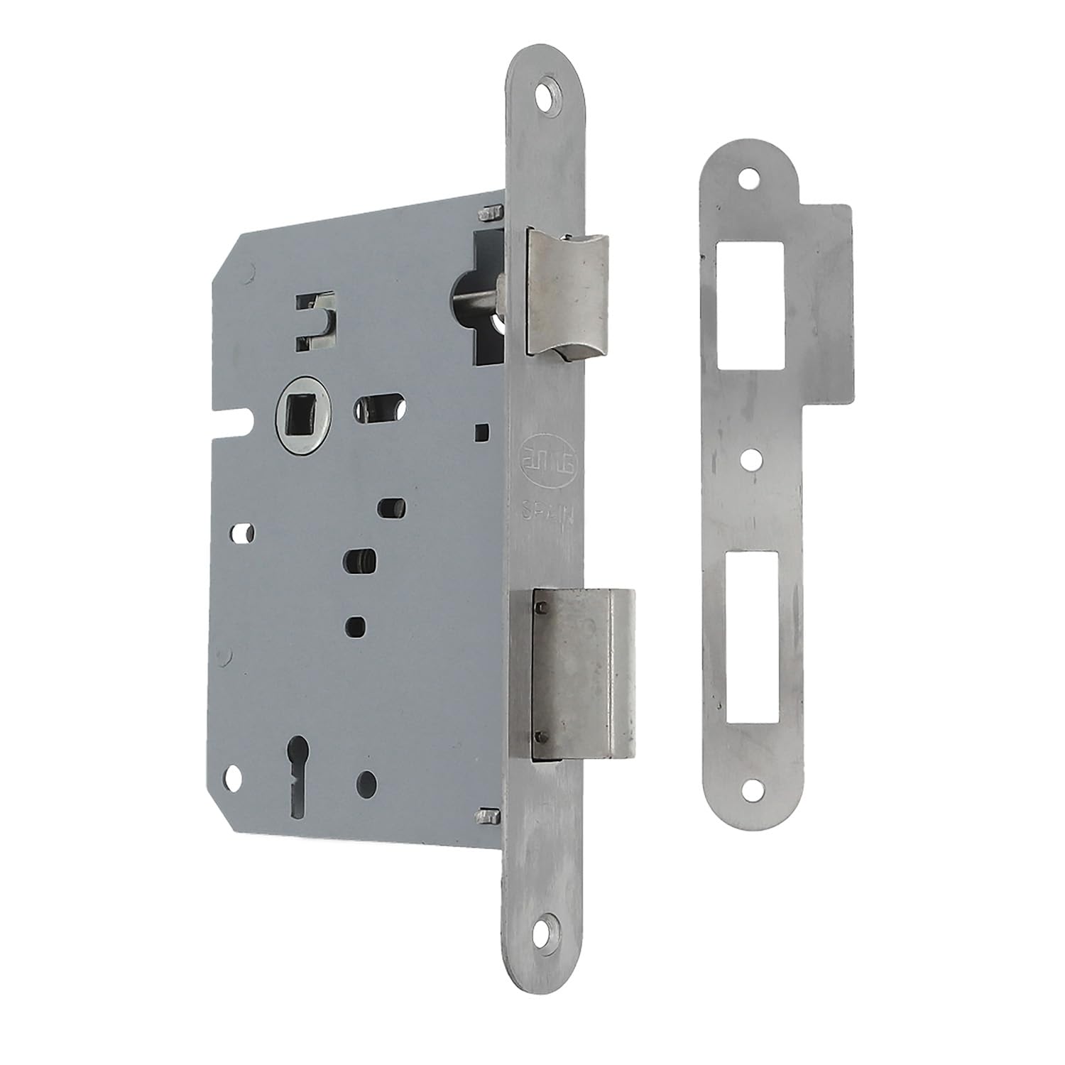 Amig - Mortice Lock | 60/68 mm Inlet | Lock for Wooden Doors | with Gorja Key on Square Edge | Empty Key | Matte Stainless Steel
