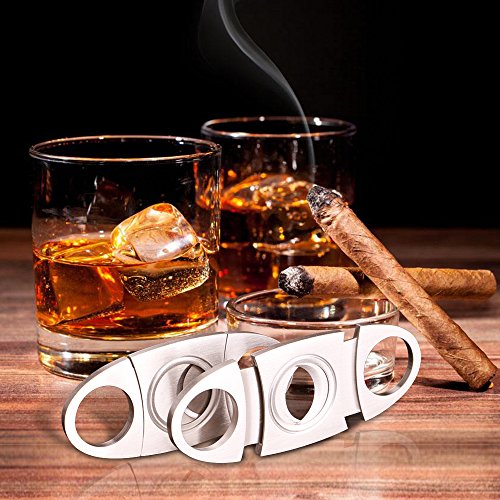 Cigar Cutters 2pcs/pack- Smoking Accessories- maxin Stainless Steel Double Guillotine Cutter Blades Perfect for Robustos and Churchill Cigars.