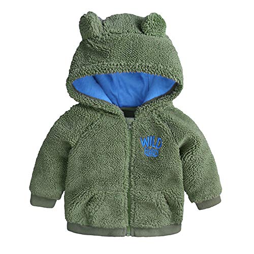 ayiyo abrigo de forro polar para bebé, gorro con orejas de niñas y niños, con forro, capucha, cremallera, chaqueta, prendas de vestir, abrigo, cálido, otoño, invierno 